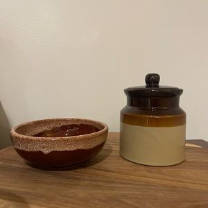 Neutral colored small canister and bowl